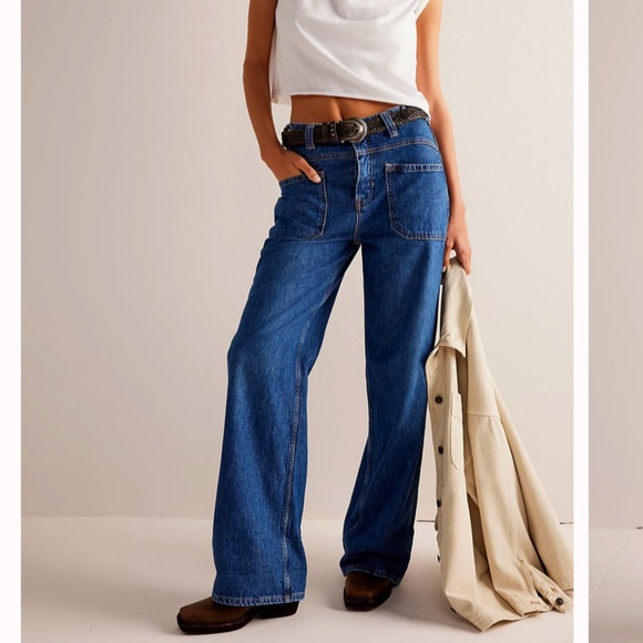 Free People We The Free Palmer Cuffed Jeans | Size 28 | Color: Tunnel Vision - Picture 1 of 9